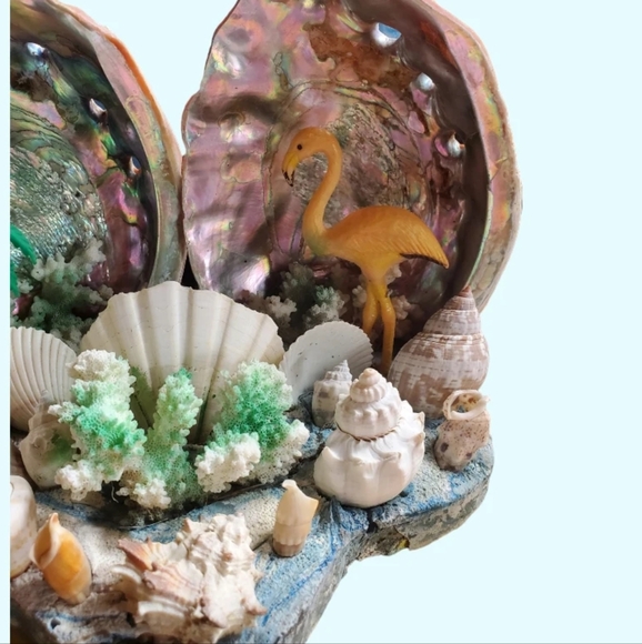 Large vintage seashell diorama / TV lamp - Picture 2 of 7